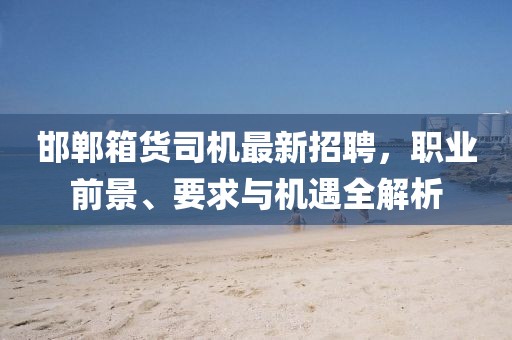 邯鄲箱貨司機(jī)最新招聘，職業(yè)前景、要求與機(jī)遇全解析